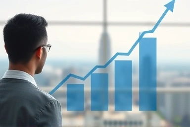 Financial growth chart with upward arrows, symbolizing ISA benefits.