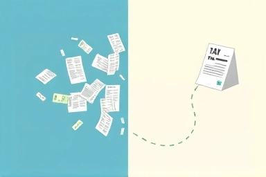 Organized tax filing versus scattered receipts for clarity.
