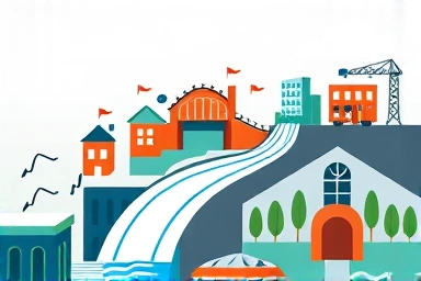 Abstract art showing tax revenue funding community infrastructure.