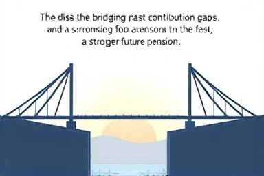 Metaphorical image of bridging pension contribution gaps for future security.