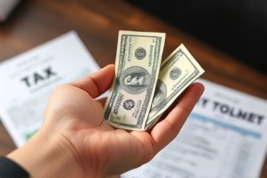 Money refund symbolizing tax return for other income earners.