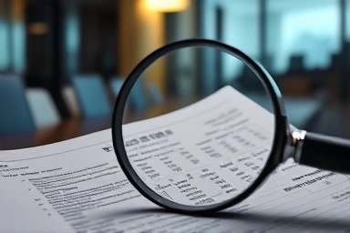 Magnifying glass over overseas subsidiary financial statement