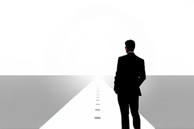 Business crossroads, future path, penalty graph, decision, consequences