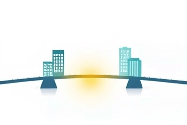 Symbolic bridge of successful, tax-efficient merger integration.