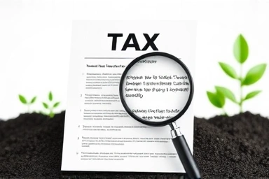 Tax document with magnifying glass, symbolizing focused tax information.