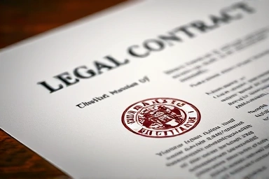 Legal contract with official stamp seal