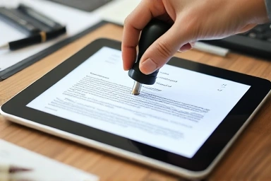 Digital stamp on contract via tablet
