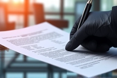 Business glove reviewing strategic financial document, symbolizing tax strategy