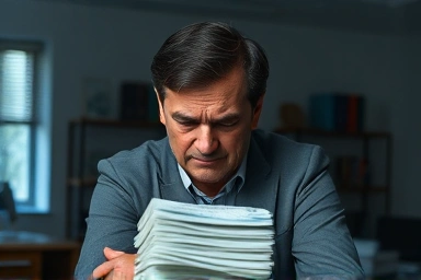 Business owner stressed by tax bills, seeking financial relief.
