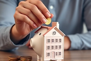 Entrepreneurial savings and future stability, piggy bank icon.