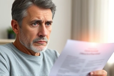 Man reviewing insurance policy with hope