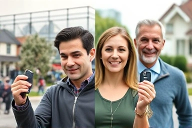 Younger and older drivers comparing car insurance costs and savings strategies.