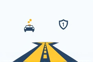 Symbol of car insurance choice: cost savings vs. comprehensive protection.