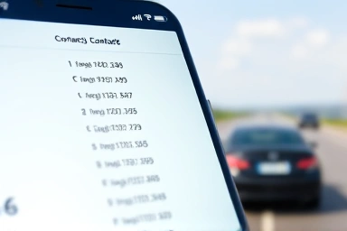 Smartphone with car insurance emergency contacts