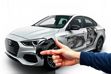 Hidden car damage vs. pristine exterior comparison