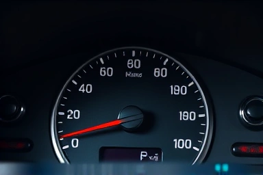 Car dashboard with low mileage speedometer, symbolizing savings