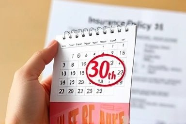 Hand circling 30th day on calendar for insurance cancellation