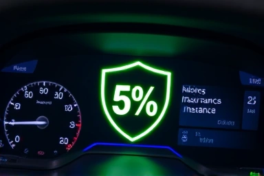 Car dashboard with insurance savings icon