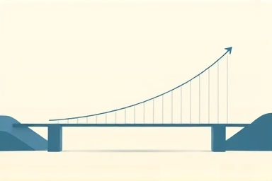 Abstract bridge to a secure future with growth indicators