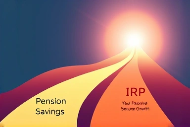 Stylized infographic showing pension savings paths to a secure future.