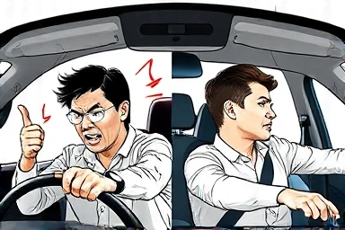 Angry driver chaos vs calm driver safety financial stability