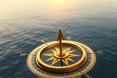 Golden compass guiding to secure retirement nest egg.