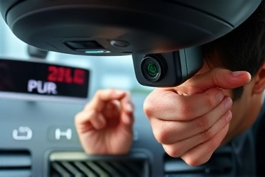 Professional car black box installation by expert technician.