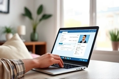 Remote customer service representative working from home.