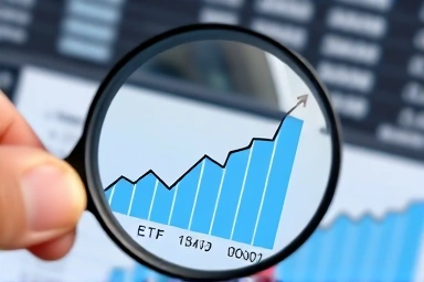 Financial graph illustrating long-term performance differences between ETF and mutual funds.