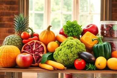 Fresh, diverse produce arranged on a rustic table, symbolizing farm-direct sales.