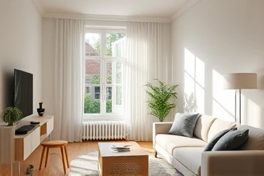 Modern smart home interior with integrated technology.