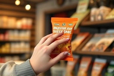 Customer discovering a unique imported snack.