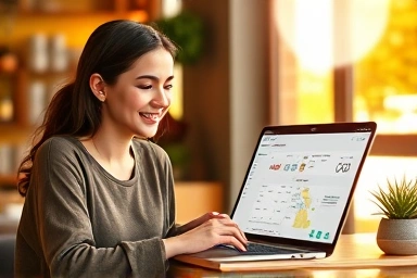 Woman working remotely as an online assistant.