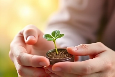 Symbolic image of nurturing growth through donation and contribution.