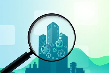 Magnifying glass revealing company's inner financial workings.