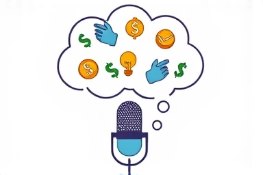 Podcast revenue streams and income diversification icons.
