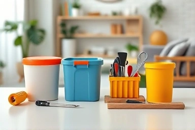 Neatly organized storage containers and tools for professional organizing.