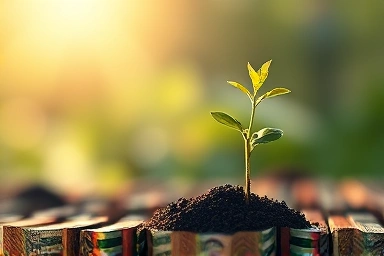 Seed sprouting into a plant symbolizing passive income growth.