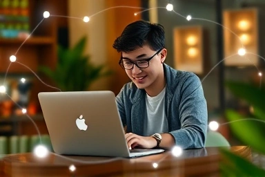Student earning money online with AI and automation.