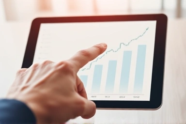 Abstract financial chart with upward trends and clear signals.