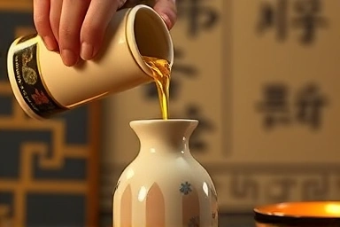Hands crafting traditional Korean alcohol in a warm, inviting setting.