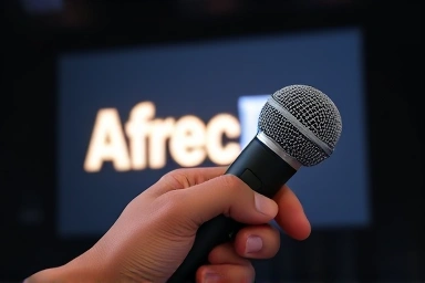 Microphone with AfreecaTV icon, symbolizing streaming opportunity.