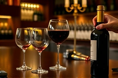 Elegant wine tasting setup, professional sommelier experience.