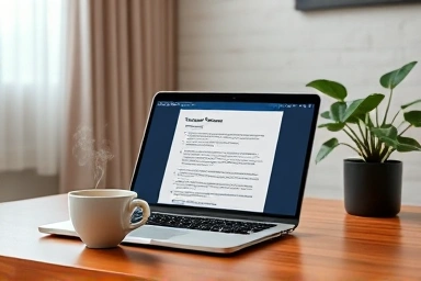 Home office, productive work, document writing, financial growth