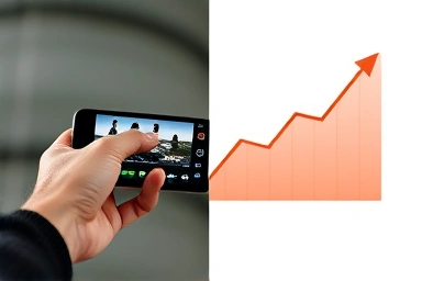 Mobile video editing and income growth concept.