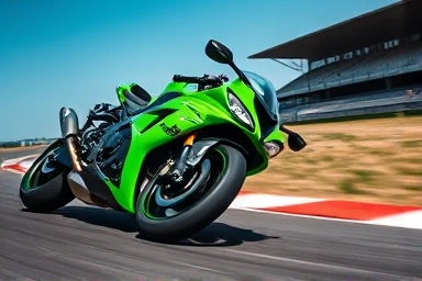 Kawasaki ZX-4RR motorcycle cornering on race track