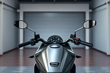 Stylish motorcycle with bar-end mirrors, emphasizing design and view.