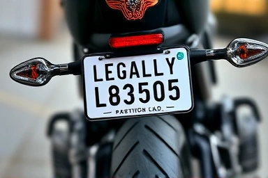 Close-up of legal motorcycle fenderless kit and license plate