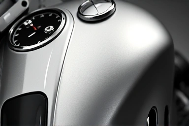 Motorcycle fuel tank with protective scratch pad