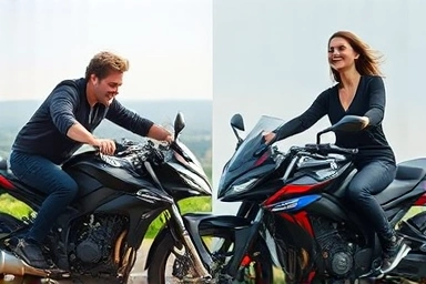 Before and after of sport bike rider comfort.